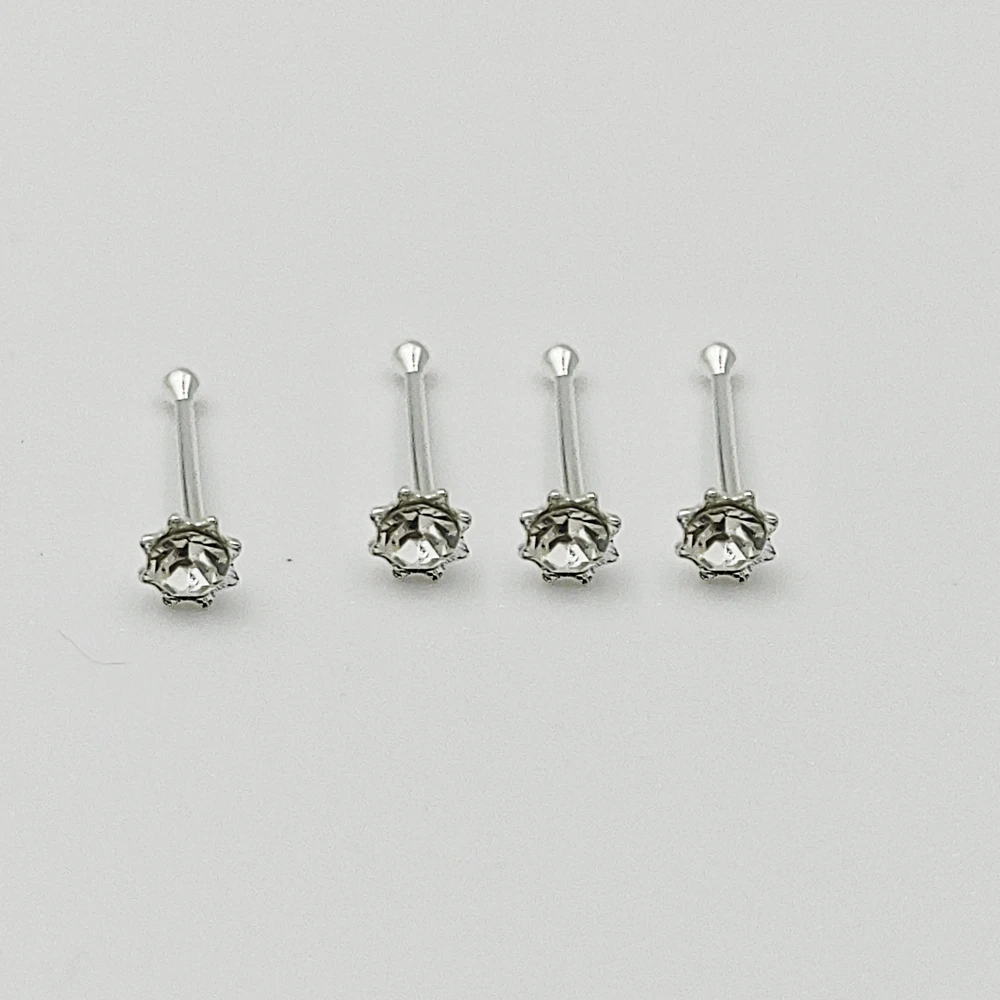 

925 Sterling silver nose piercing sun shaped clear crystal nose stud nariz piercing jewelry 20pcs/pack