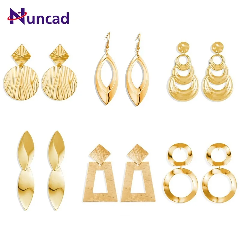 Серьги в стиле панк форме листа волнистые Круглые трапециевидные квадратные