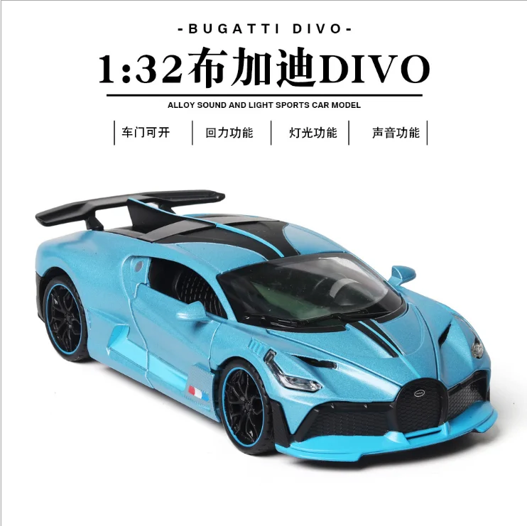 

Модель спортивного автомобиля Bugatti Divo, 1: 32, роскошная модель автомобиля, детские игрушки, подарок на день рождения, Рождество, Новый Год, синя...