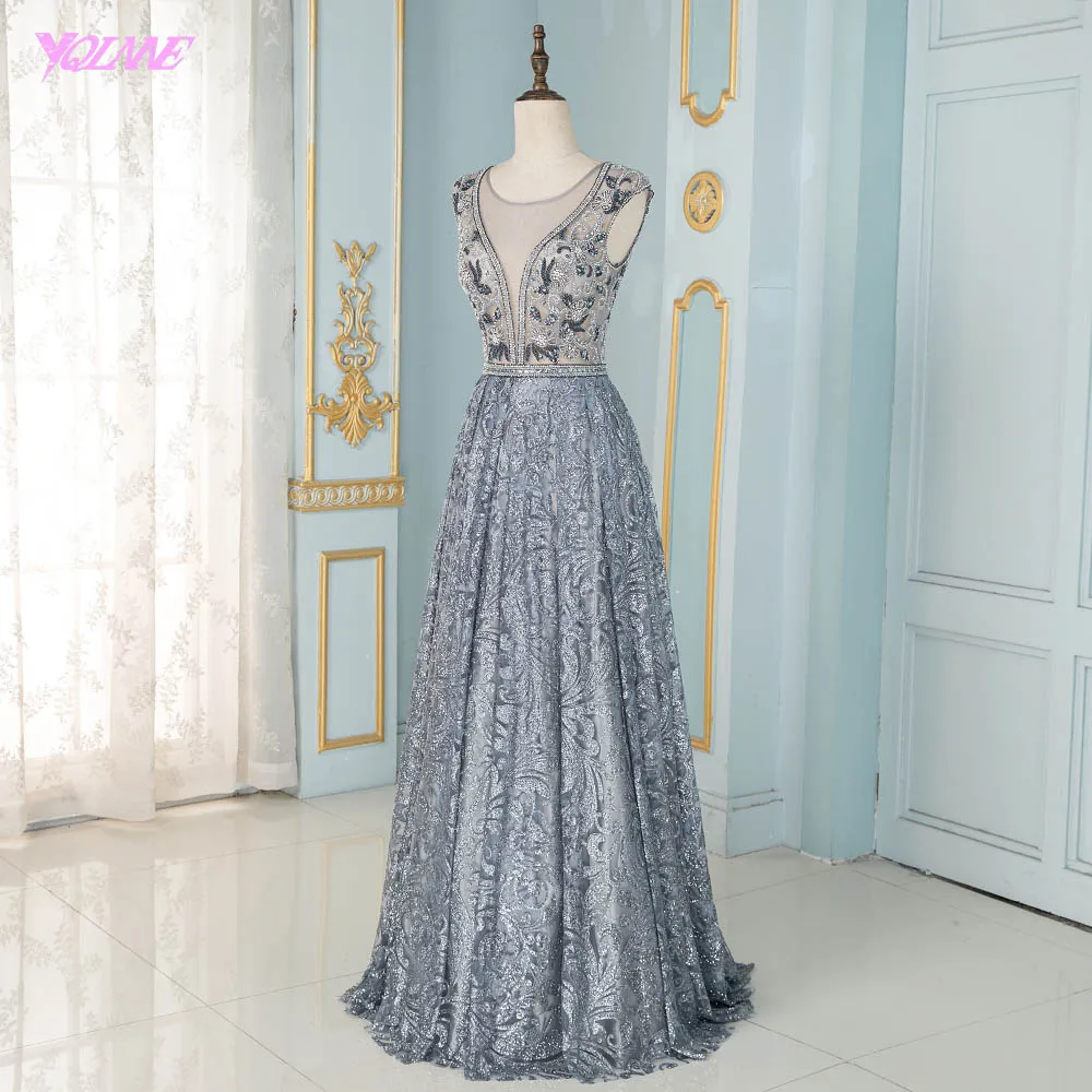 Женское вечернее платье YQLNNE длинное блестящее с глубоким v-образным вырезом и