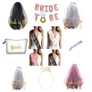 Wedding Decoration Rose Gold Bride To Hang Waist Hen Party Decoration Hen Night Decoration Bride Shower Veil Bachelor Party-C