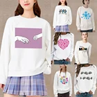 Женская толстовка с длинным рукавом, модный белый пуловер, серия с принтом следов животных, Повседневная Осенняя теплая мягкая толстовка с круглым вырезом