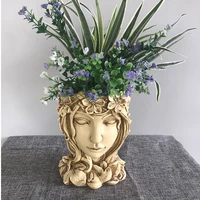 20cm retro goddess head vase resin flower pots home garden decoration living room office desk tabletop decor