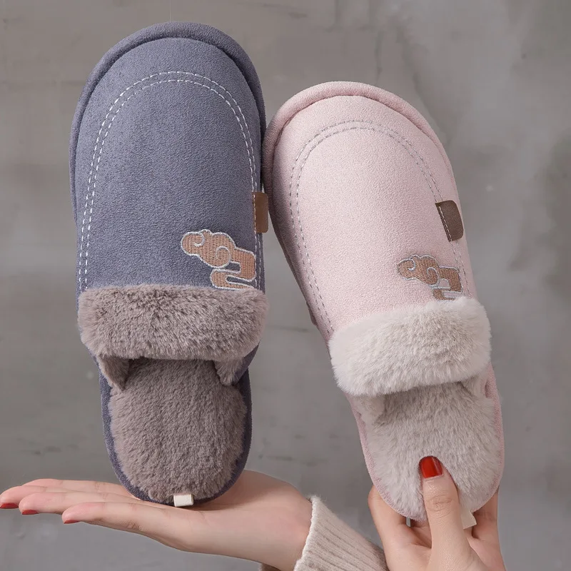 Зимние теплые мужские домашние тапочки Домашняя мужская обувь с мехом в