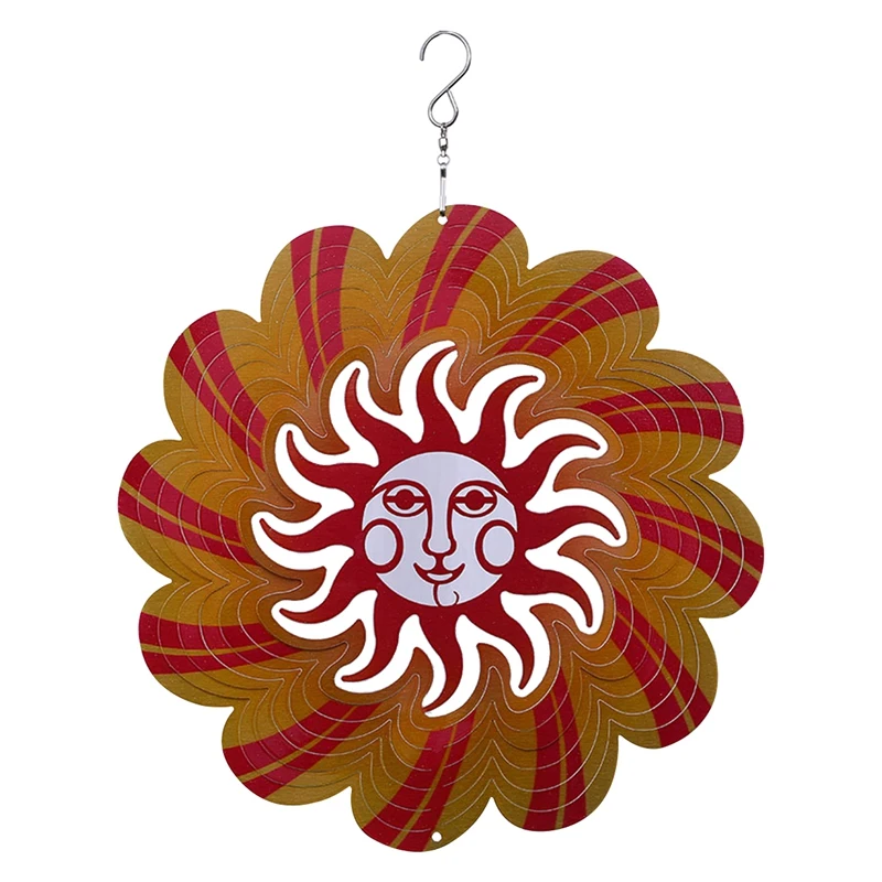 Metal Garden Sun Wind Spinner 12 Inch 3D Stainless Steel Outdoor Cardinal Yard with Hanging Hook for Patio | Дом и сад