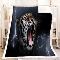 tiger 3d printing plush sherpa blanket adult fashion quilts home office washable duvet casual kids girls sherpa blanket