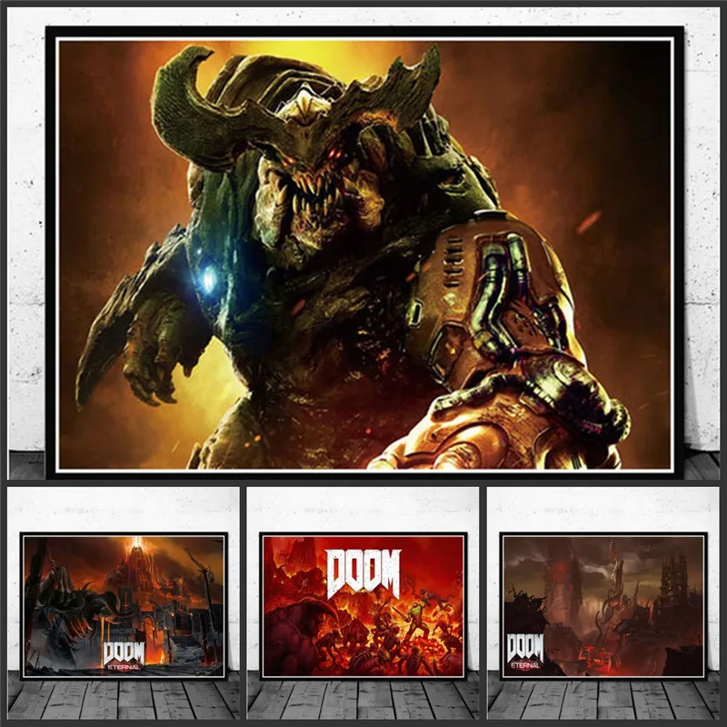 

Poster Prints Classic Halo Video Games The Ultimate Doom Wall Art Canvas Painting Pictures For Living Room Home Decor