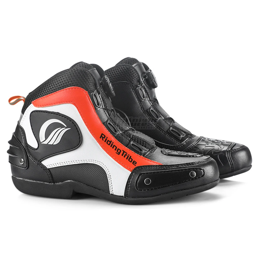 

Red Motorcycle Boots Moto Motorbike Breathable Riding Equiment Motorboats Motocross Touring Biker Shoes Casual Chopper For Men