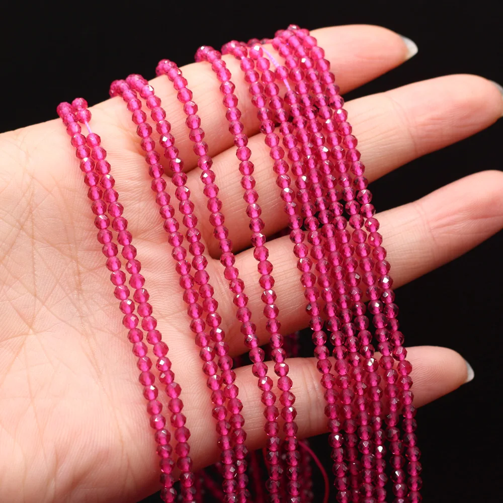 

Beads Small Rose Red Round Natural Semi-Precious Stone Spinel for Holiday Gift Jewelry Making Necklace DIY Bracelet 3mm