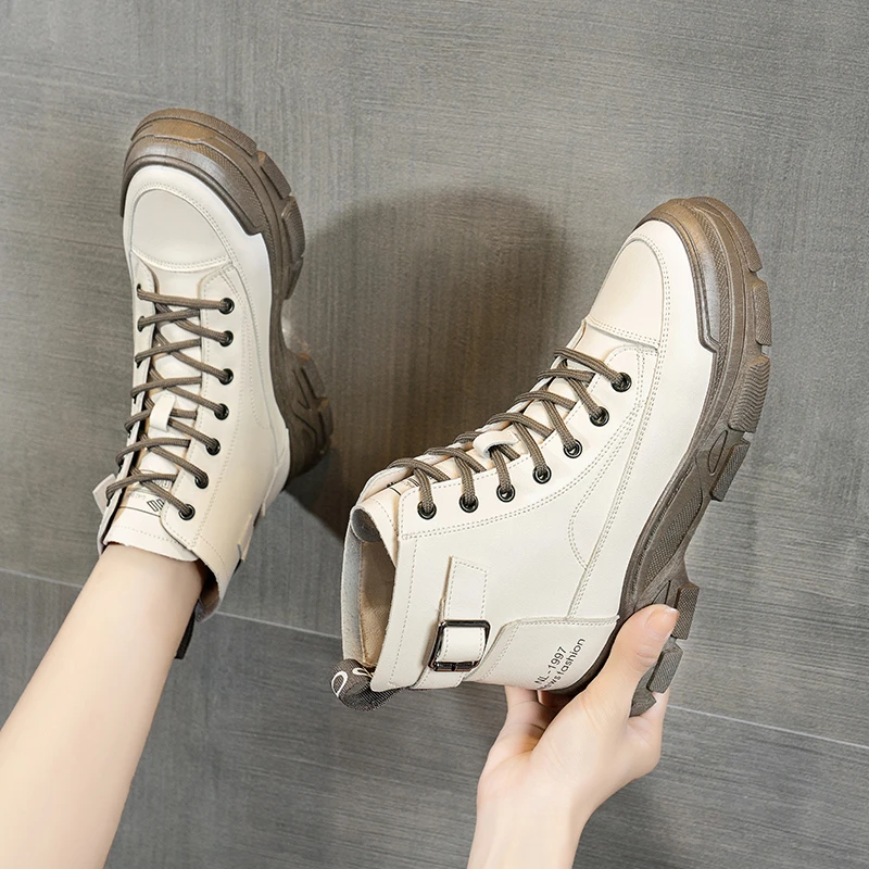 

Autumn Winter Martin boots for Women Heels Ankle Boots Female Chunky Shoes Woman Flats Platform Heels Women's Shoes Rubber Sole