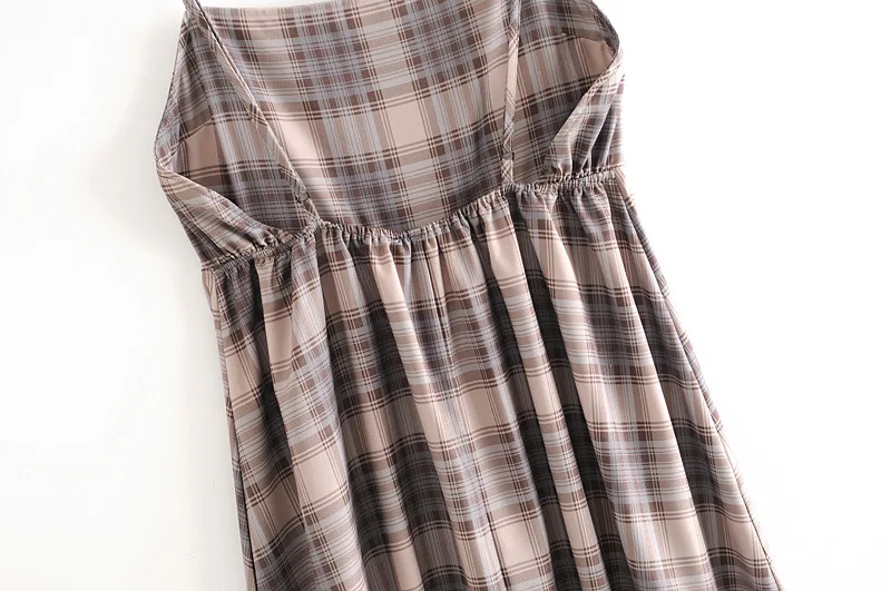 Женское клетчатое ТРАПЕЦИЕВИДНОЕ ПЛАТЬЕ Макси без рукавов с вырезом лодочкой и