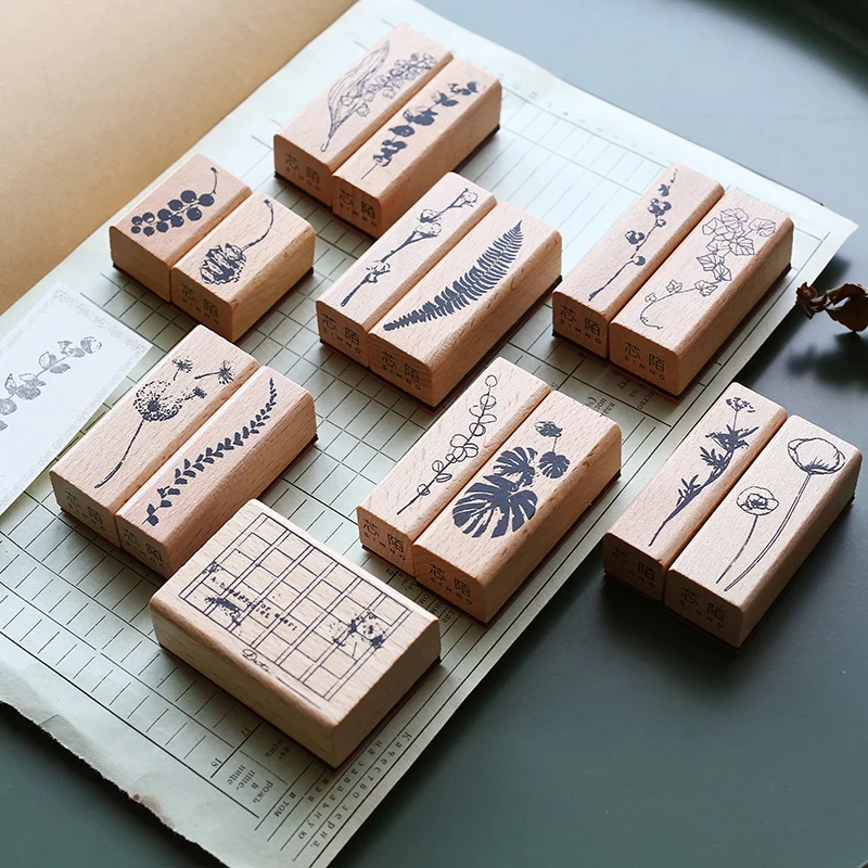 Деревянный штамп с изображением листьев растений pinecone nut Yugari DIY альбом для