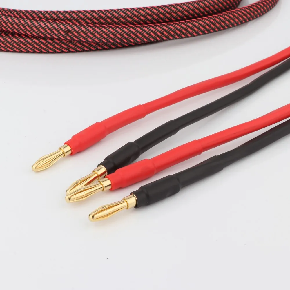 

Pair Pure copper loudspeaker cable HIFI Banana plug to Banana plug speaker cable Center Audio Speaker cable
