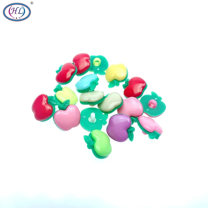 

HANLV 17mm 100PCS/300PCS Apple shape Mix Colors Random Shank Plastic Buttons Kid's Apparel Sewing Accessories DIY Crafts