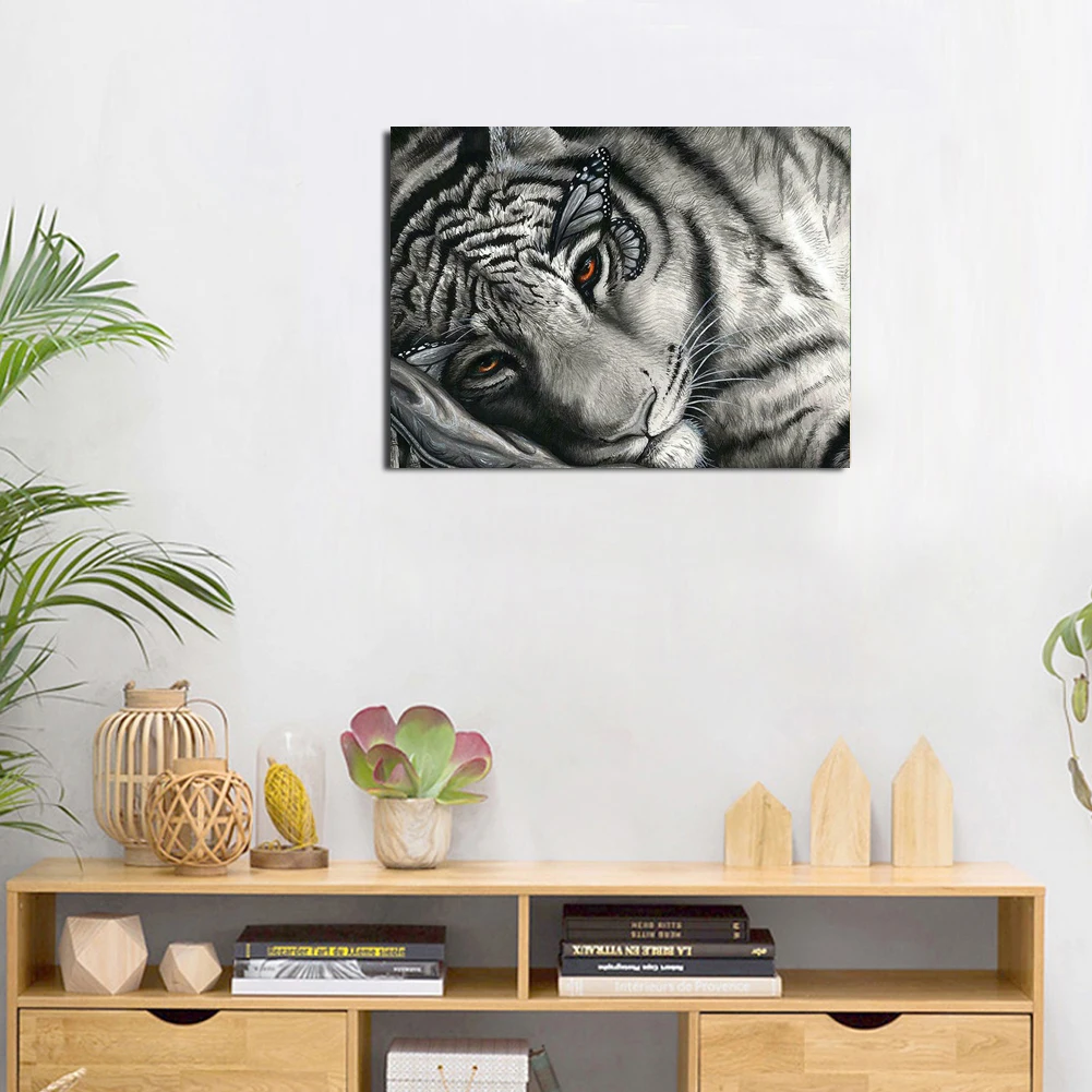 DIY Алмазная Вышивка Тигр 5D картина-Наклейка на стену для украшения комнаты