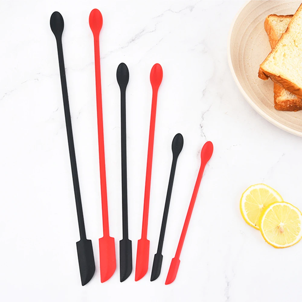 

Silicone Jam Spatula Mini Lengthened Double-Ended Spoon 3Pieces Reusable Cooking Spatula Set Beauty Stick for Kitchen Tools