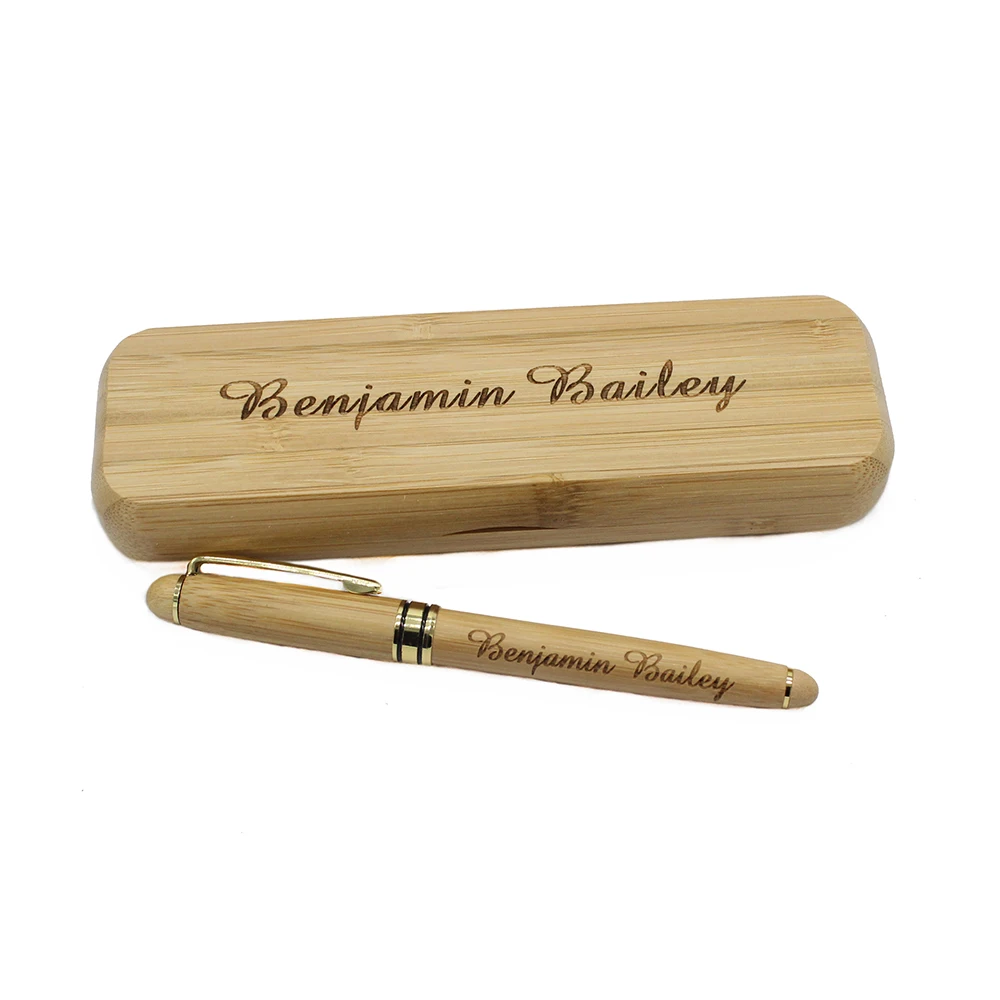 3 набора бамбуковые шариковые ручки с гравировкой чехол коробка