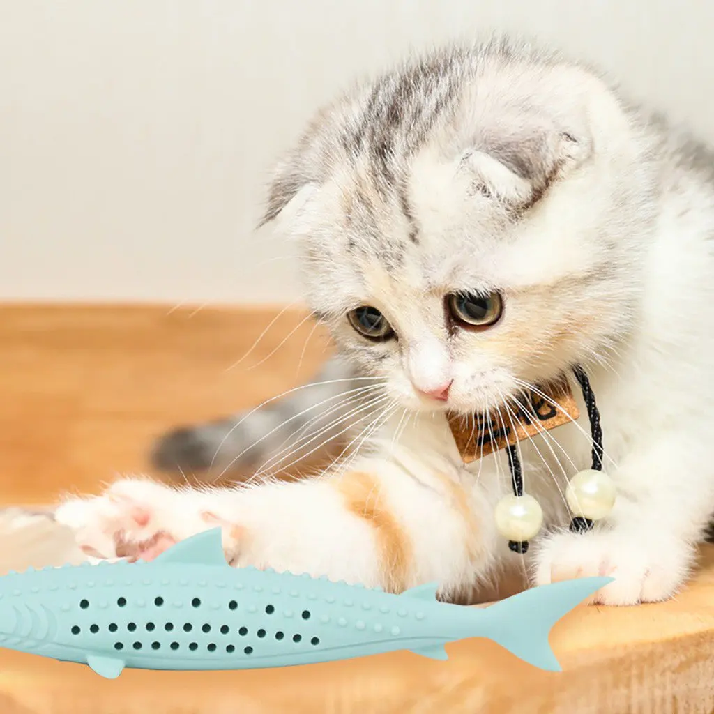 

Silicone Mint Fish Cat Toy Pet Cat Catnip Molar Teeth Cleaning Simulation Fish Shape Training Interactive Toy Bite Resistant