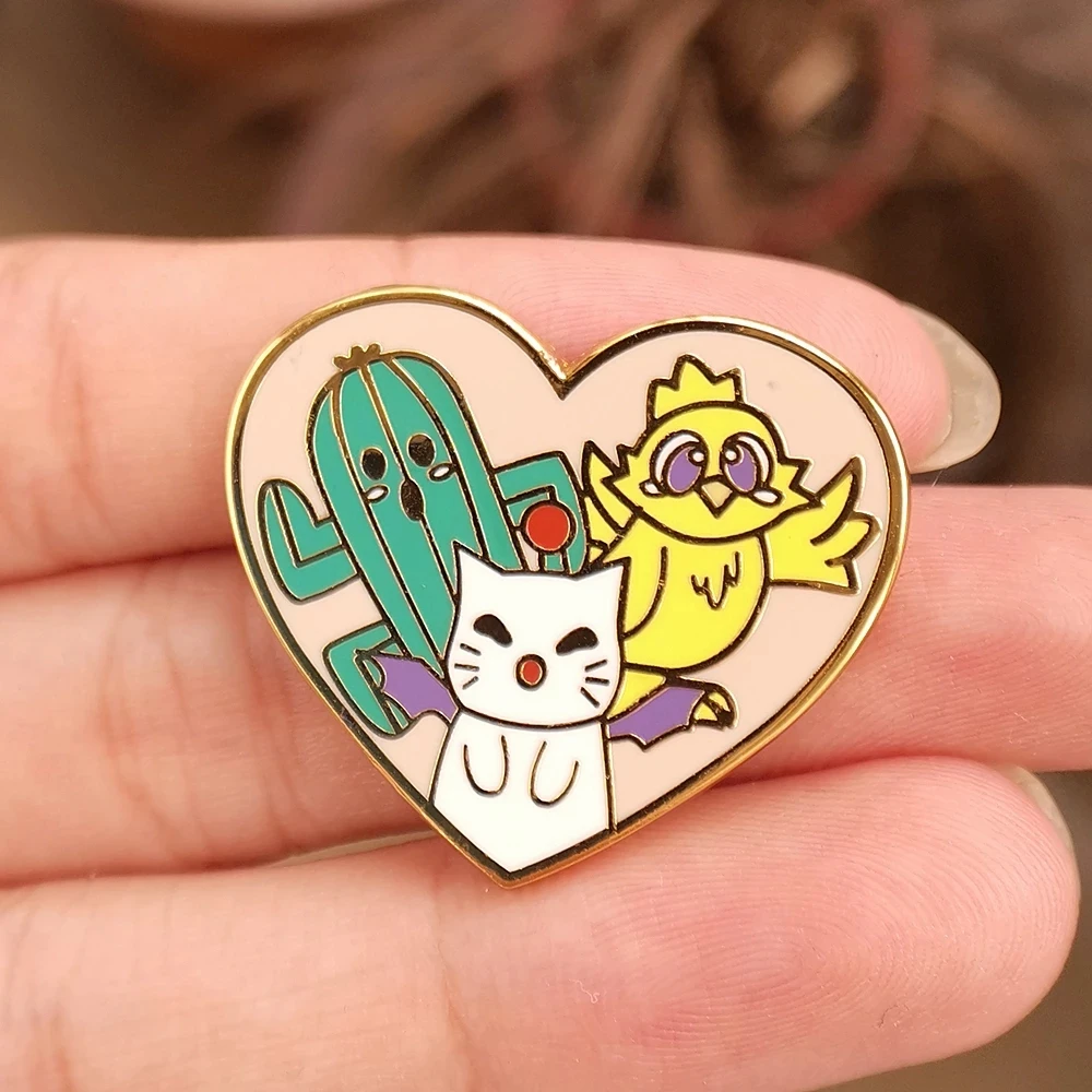 

Final Fantasys Cactus Chocobos Moogles Enamel Pin Cute Animal Plant Brooch Anime Video Game Fans Collection Medal Badge Jewelry