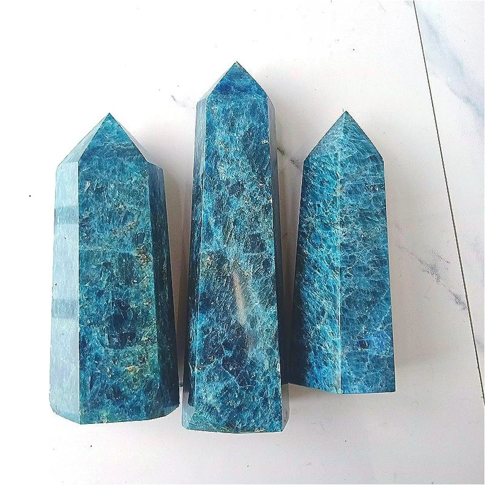 

Hot Sale Natural Crystal Point Reiki Gemstone Wands Crystal Tower Blue Apatite Points For Fengshui Healing