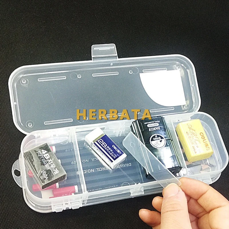 Простой Прозрачный чехол для карандашей пластиковый двойной футляр с дверью