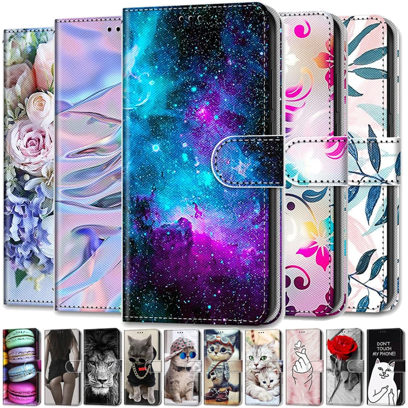 

Cute Funny Painted Flip Leather Case on For Samsung Galaxy A51 A515 na For A51 5G UW A516 Card Slot Wallet Animal Pattern Cover