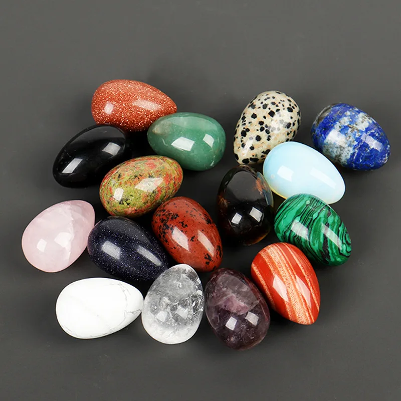 

Natural Reiki Rose Quartz Unakite Fluorite Gemstone Egg Mineral Energy Healing Magic Massage Egg Yoga Stone Decoration Crafts