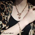 HUANZHI 2020 новая трендовая овальная толстая цепь в стиле хип-хоп металлическая цепочка с шариками OT Schnalle ожерелье для мужчин женщин девочек ювелирные изделия для вечерние Ринок в подарок
