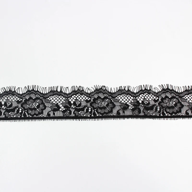 5 8 см 3 ярда/партия вязаная Цветочная кружевная лента отделка ткань с черными