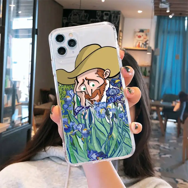 

Aesthetic Van Gogh graffiti Phone Cases Transparent for iPhone 6 7 8 11 12 s mini pro X XS XR MAX Plus se cover funda shell