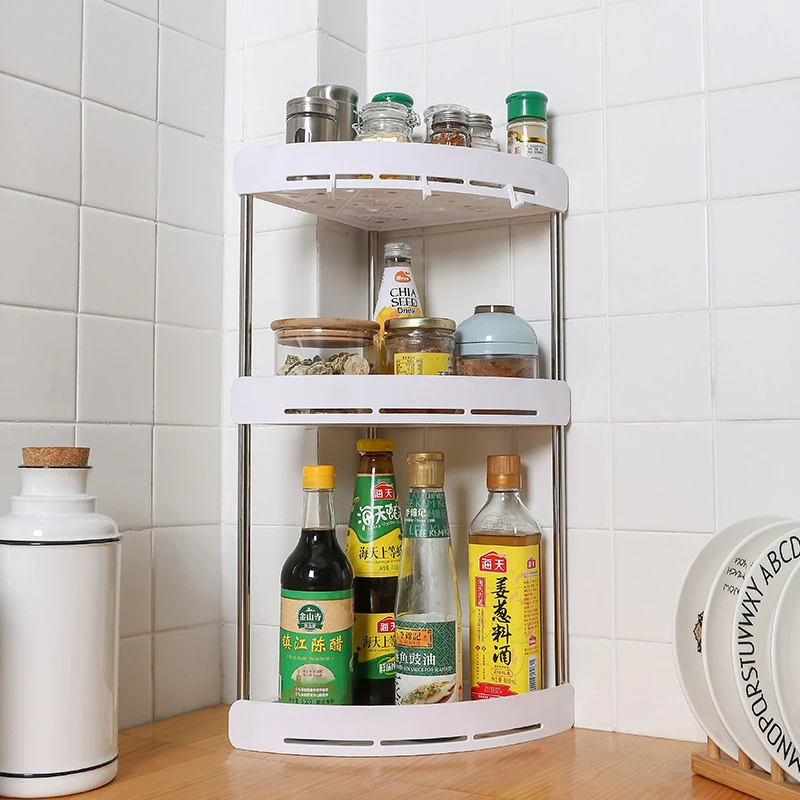 

Kitchen Storage Rack Multi-function Removable Corner Storage Shelf Portable Durable Seasoning Sundries Holder Kitchen Organizer