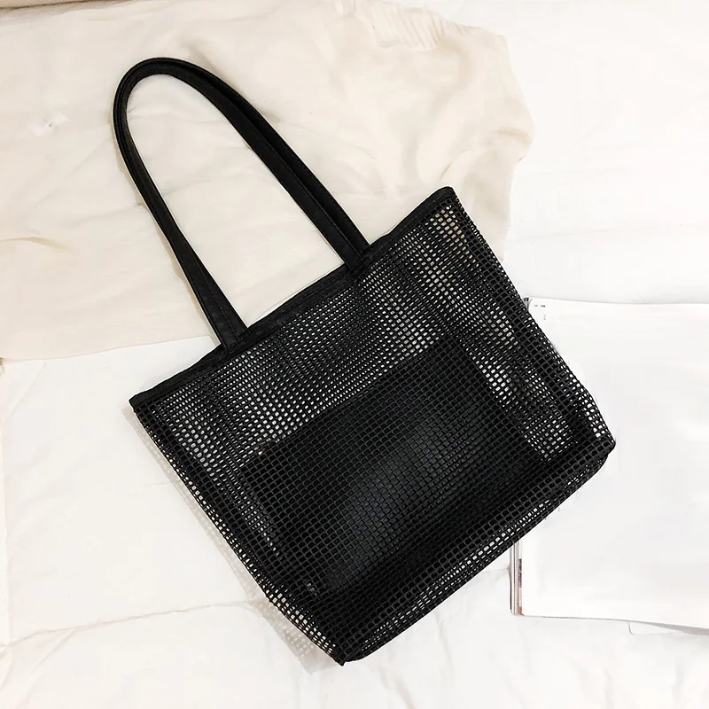

Ladies Fashion Mesh Bag Two-Piece Shoulder Messenger Composite Handbag Girl Shoulder Bag Shopping Bag