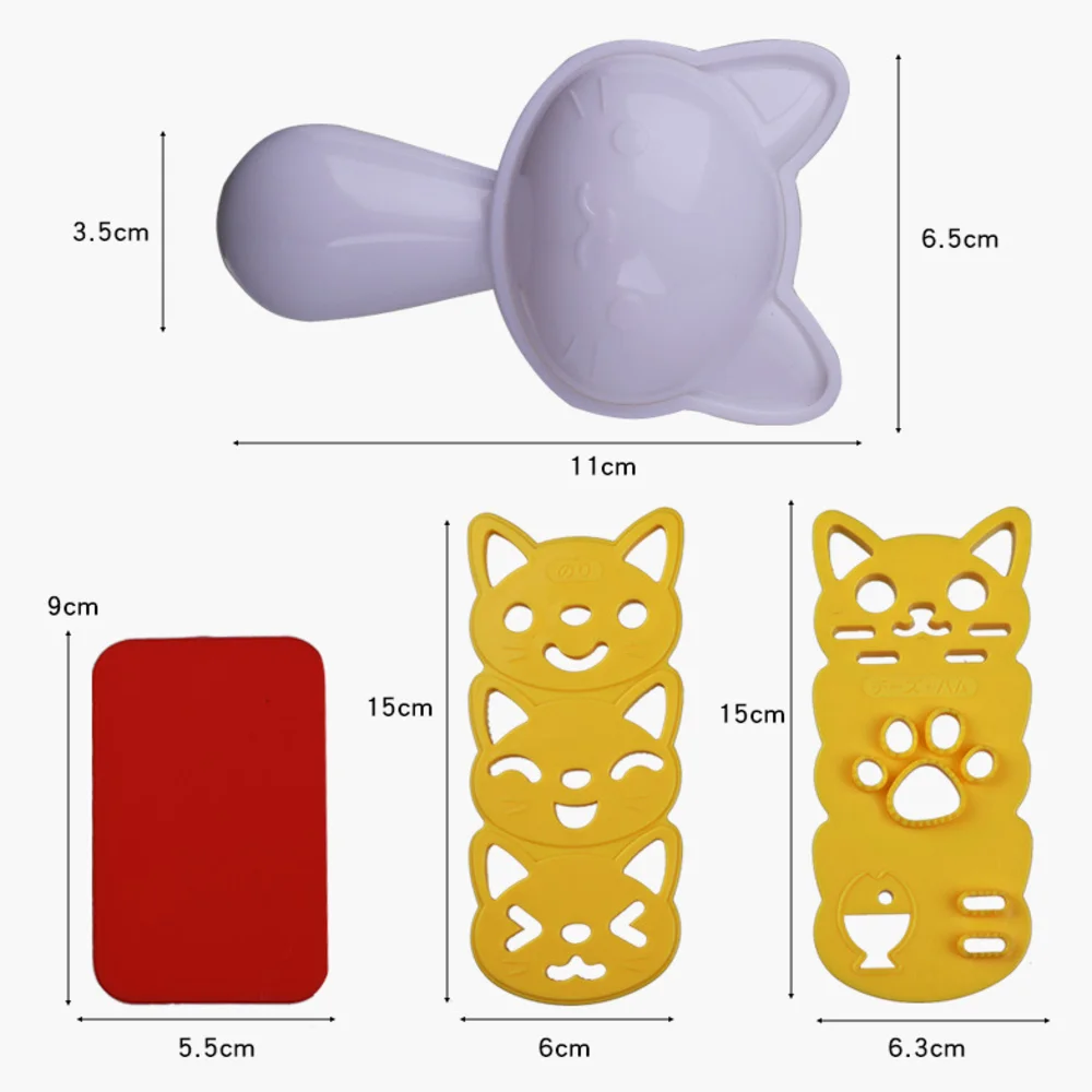 4 шт./компл. DIY Форма для суши рисовый онигири шар пищевой пресс форма в форме кошки