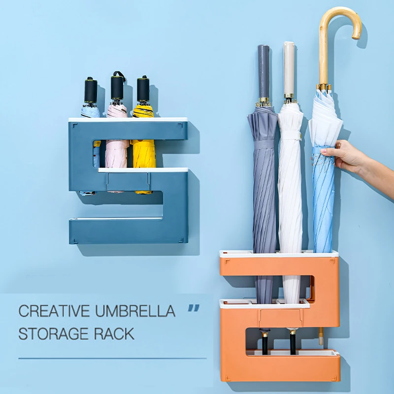 

HOT Umbrella Stand Rack Creatives Wall Mounted Umbrella Storage Holder Space Saving Organizer For Home Office