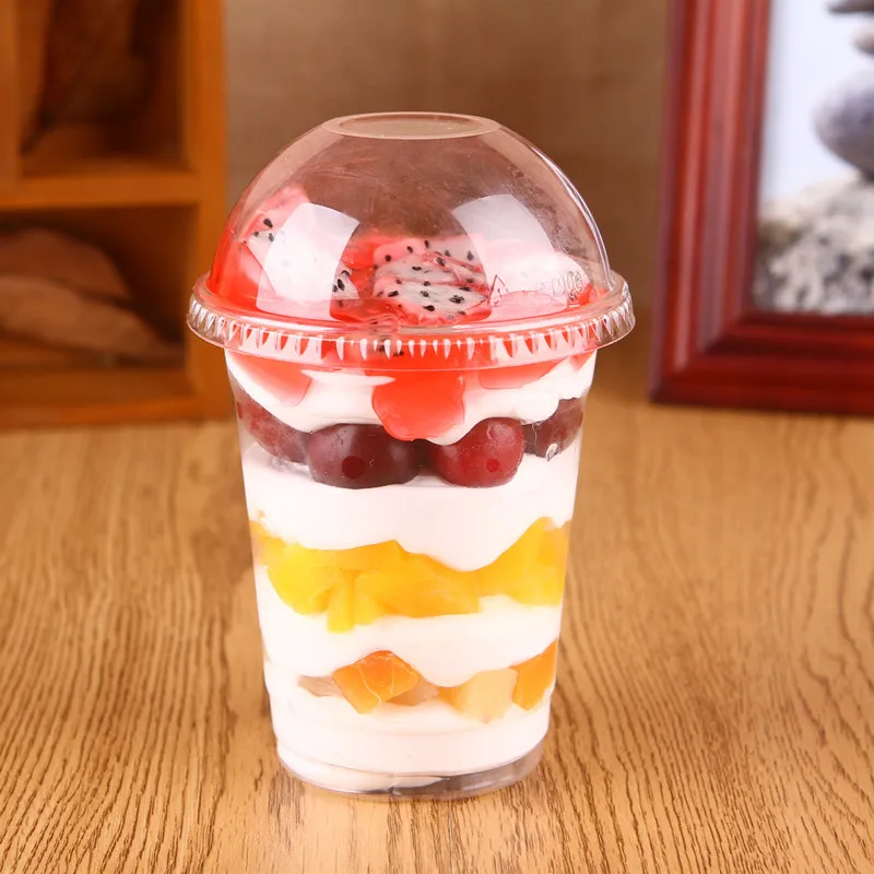 

50pcs High qulaity disposable plastic cups thick transparent salad cup 240ML300ML 400ML packaging oatmeal yogurt cup with lid