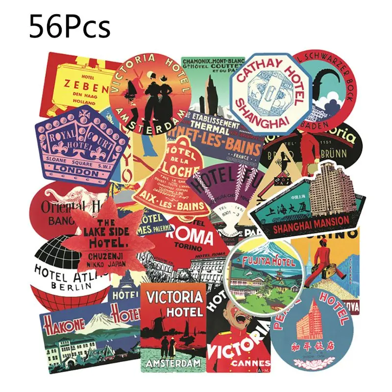 56 шт. Водонепроницаемый солнцезащитный пвх ретро Декаль этикетки Забавный