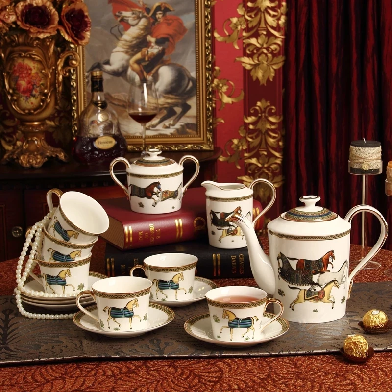 

Керамический кофейный сервиз в европейском стиле из 15 предметов, чайный сервиз, чайный сервиз, английский послеобеденный чай, креативный св...