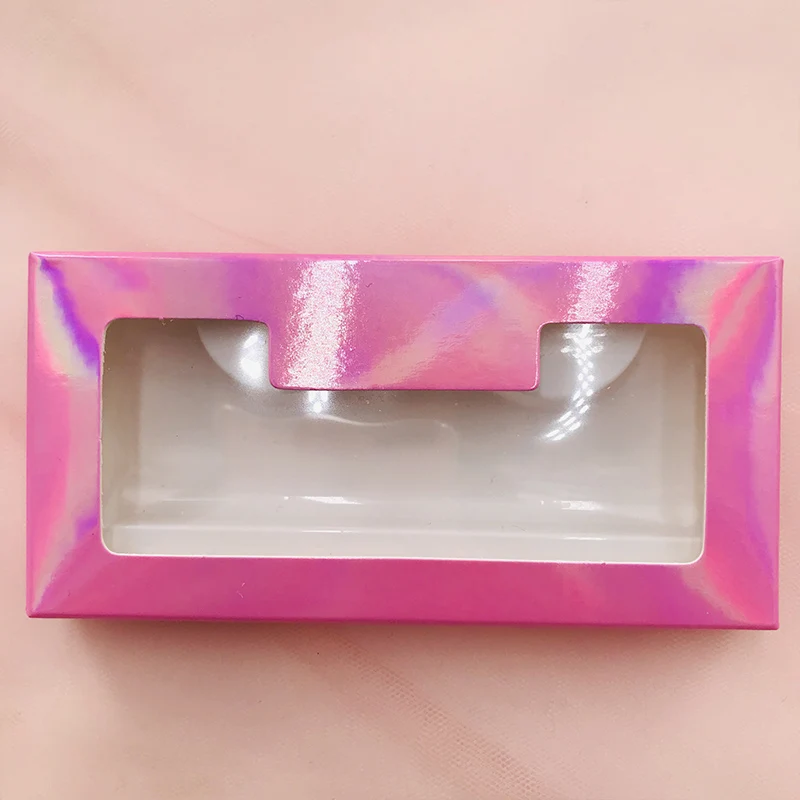 Hot pink holographic 20 шт./лот 5D норковые ресницы на заказ упаковка пустая бумажная коробка - Цвет: Hot pink holographic