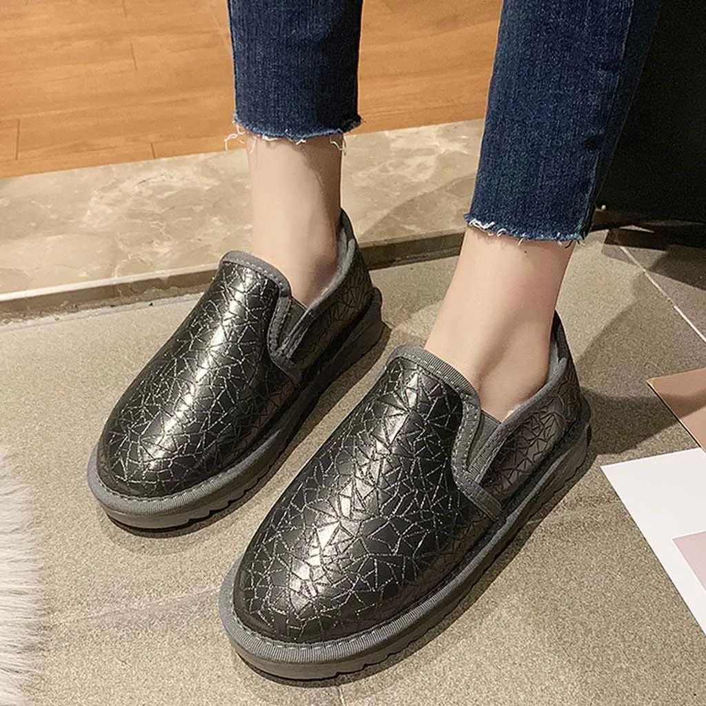 Shallow Plush Insole Snow Boot Women Short Tube Plus Velvet Thick Cotton Shoe Woman Flat-Bottomed Student Keep Warm Bread | Обувь