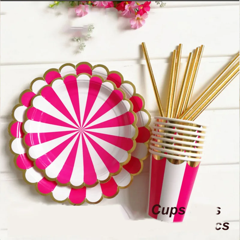 69 шт./компл. одноразовые вечерние НАБОРЫ ПОСУДЫ С Разноцветными полосками