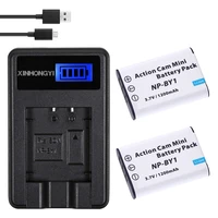 2 pcs np by1 battery npby1 np by1 batteries usb charger for sony hdr as100v hdr az1 az1vr az1vb az1vw mini action camera