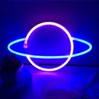 Светодиодный неоновая лампа эллиптический планету в форме настенная вывеска лампы LED лампа настольная USB подвесной светильник для Спальня дома вечерние праздничного декора