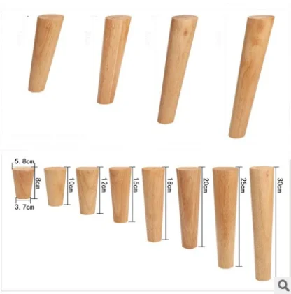 

4Pcs Height10-50cm Solid Wood Furniture Legs, Inclined Cone Sofa Bed Cabinet Table and Chair Replacement Feet Sloping Feet