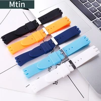 20mm silicone strap mens pin buckle watch accessories for swatch yts401 409 ytb400 outdoor sports rubber watch band wristband