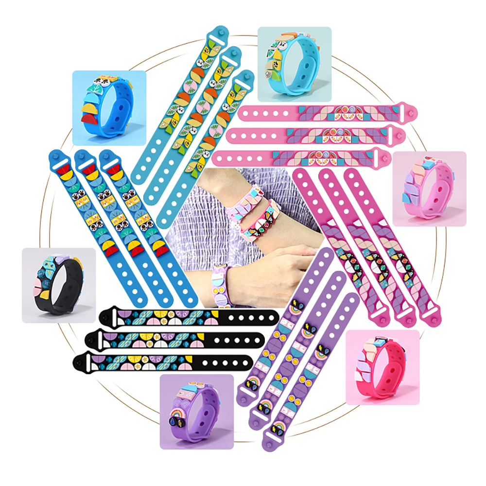 

BroKids DIY Building Block Silicone Bracelet Sugar Animal Meteorological Knowledge Marine Creative Building Block Toys Gift