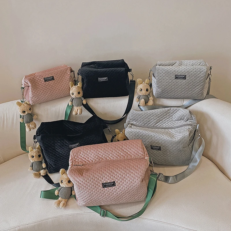 Удобная тканевая однотонная кукольная подвеска женская сумка на плечо модная