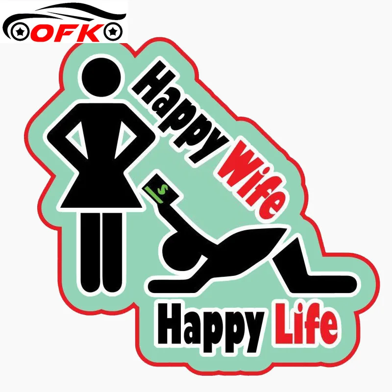 

Car Stickers Decor Motorcycle Decals Personality Reflective WIFE HAPPY LIFE Decorative Creative Sunscreen PVC,12cm*13cm