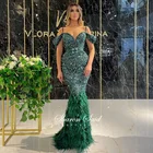 Женское вечернее платье с юбкой годе Sharon Said, роскошное изумрудно-зеленое элегантное платье с открытыми плечами для свадьбы, 2022