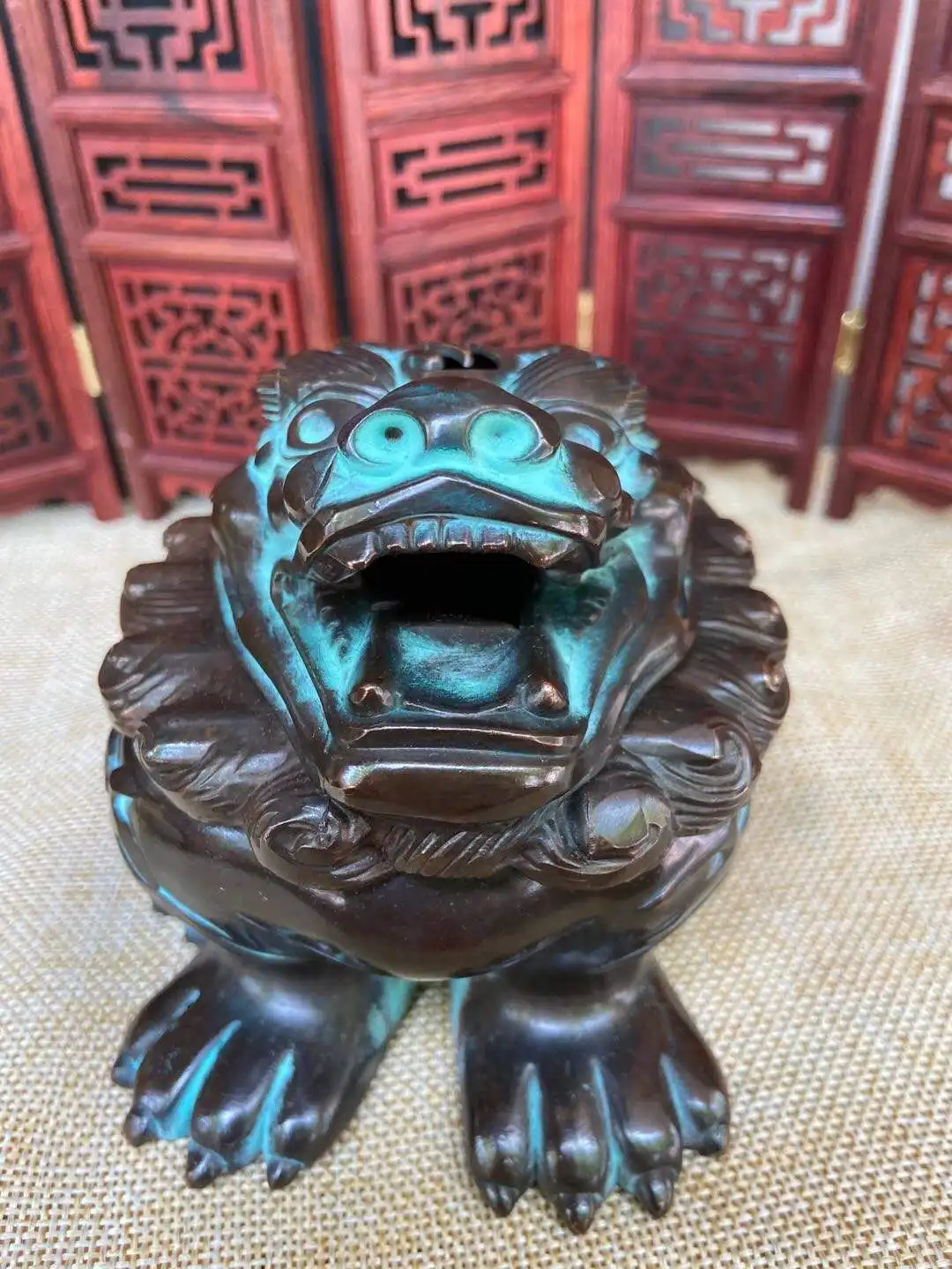 Луна китайская старая латунная горелка с ладаном Буддой Дракон Висячие