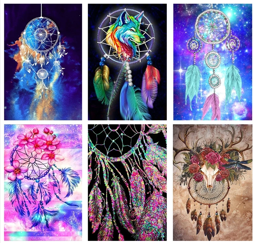 Алмазная 5d Вышивка сделай сам венок цветы Ловец снов полная квадратная картина